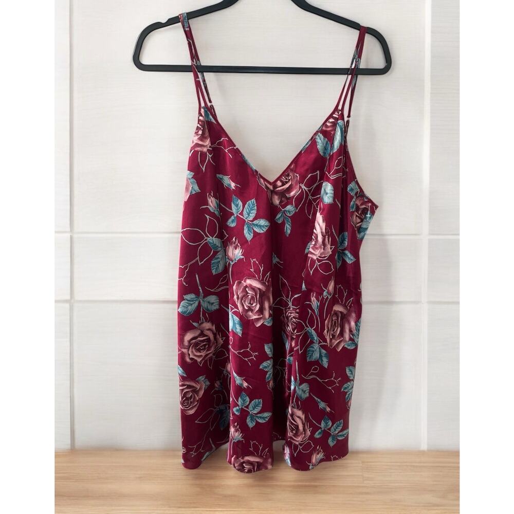 CACIQUE Lingerie Floral Roses‎ Tank Slip Dress Sz 18/20 Adjustable Strap Sexy